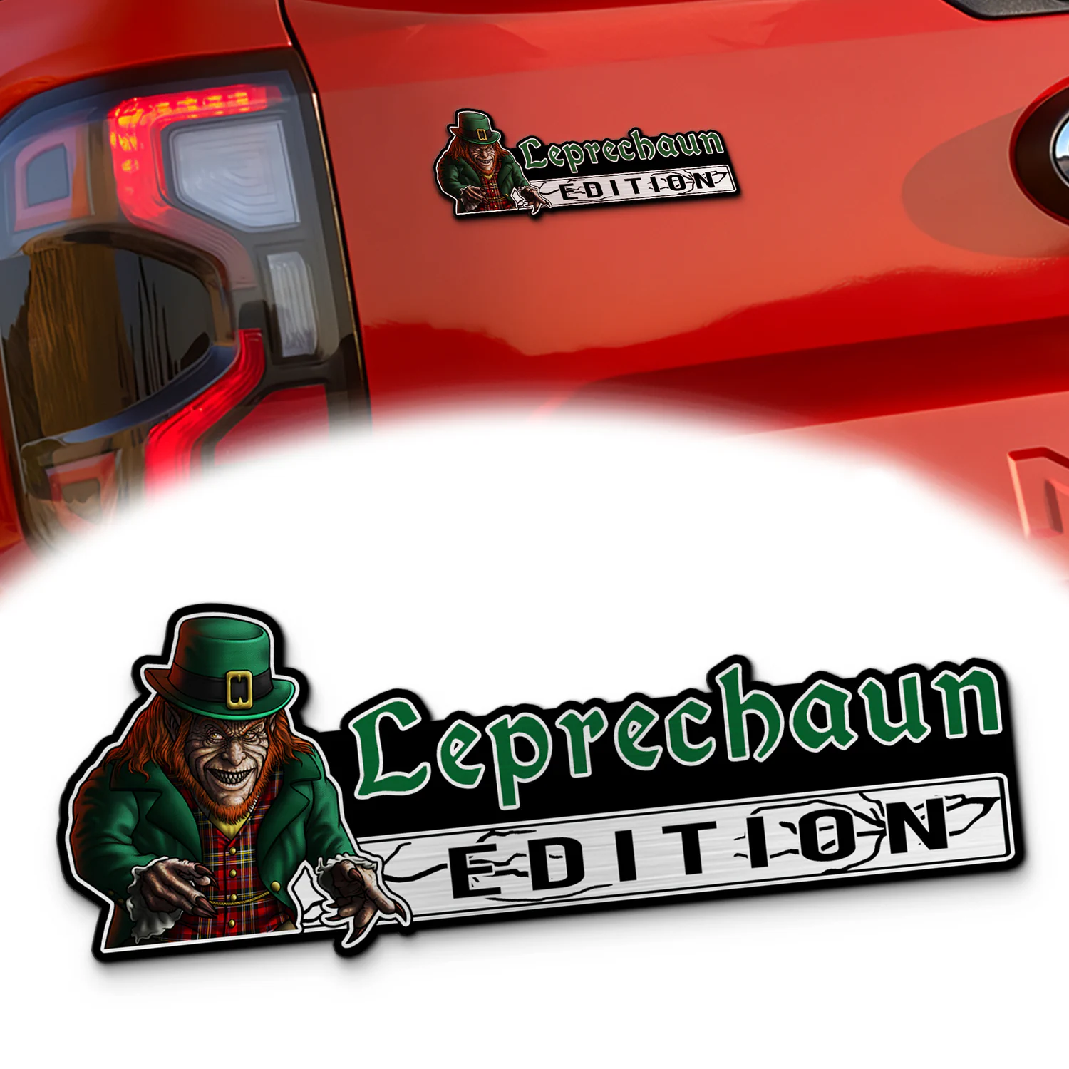 Leprechaun Laser Engraved Car Emblem, Custom Personalized Horror Movie Car Badge, Fits Most Vehicles