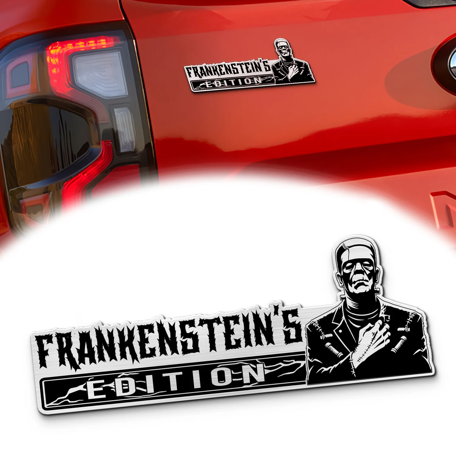 Frankenstein's Monster Laser Engraved Car Emblem, Custom Personalized Classic Monster Car Badge, Fits Most Vehicles