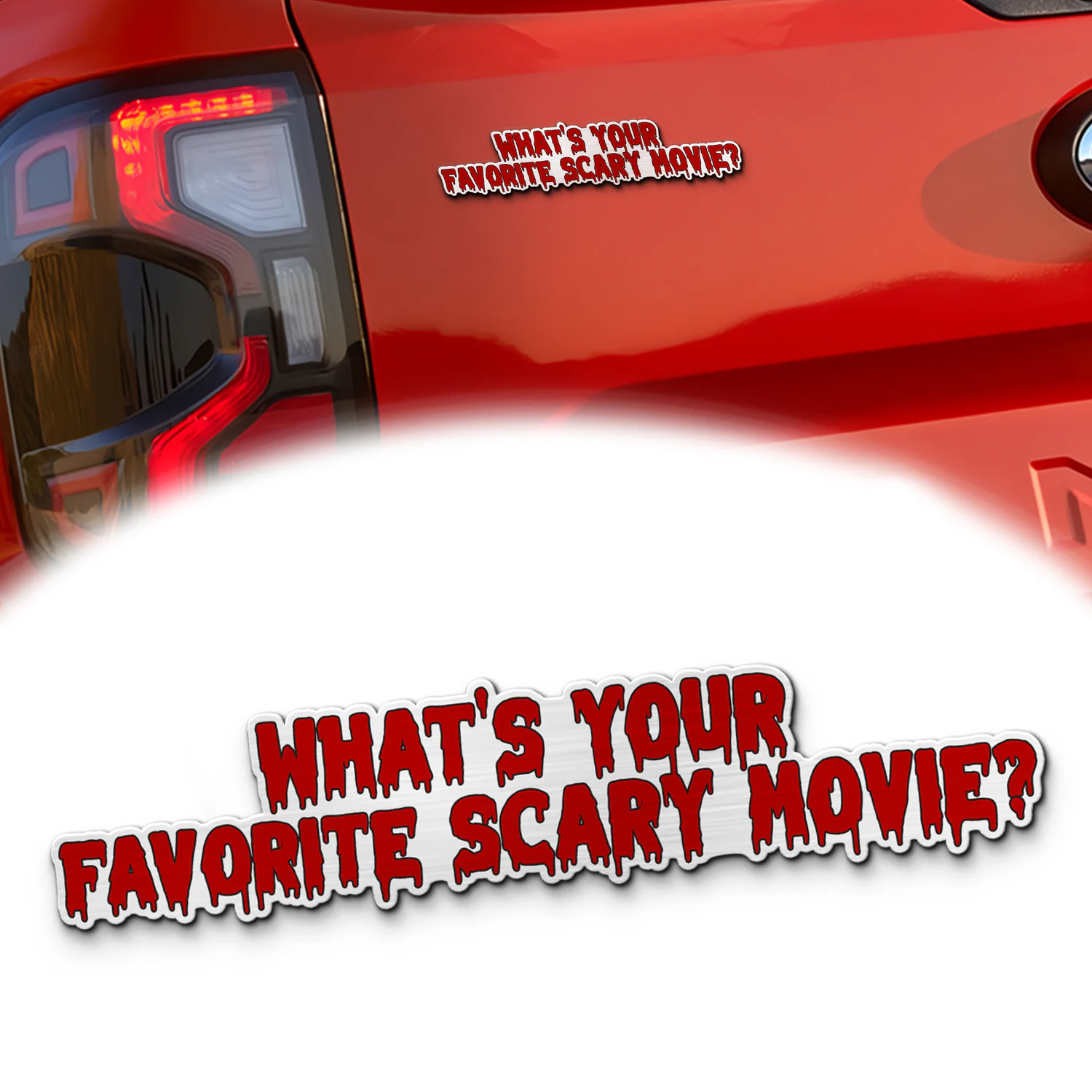 Ghostface Iconic Quote Laser Engraved Car Emblem, Custom Personalized Horror Movie Car Badge, Fits Most Vehicles