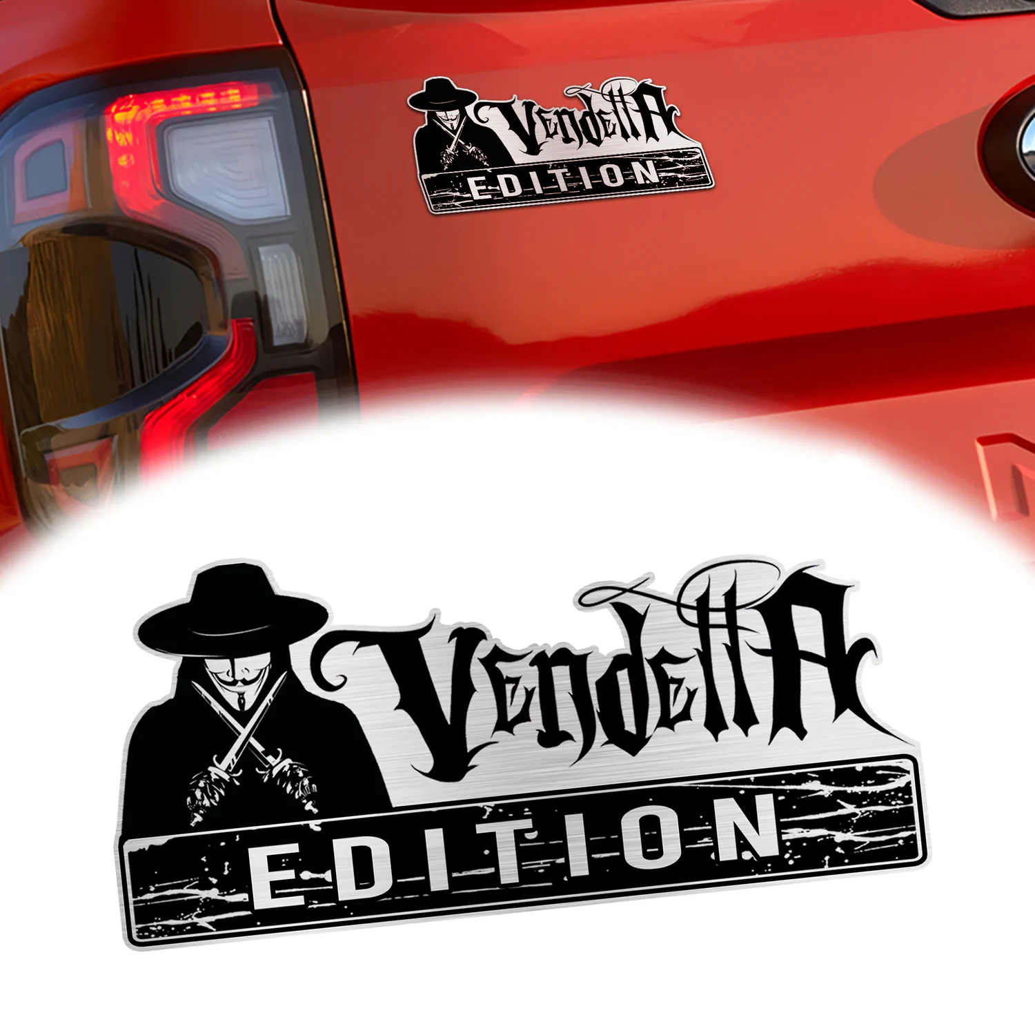 V for Vendetta Laser Engraved Car Emblem, Custom Personalized Movie Car Badge, Fits Most Vehicles