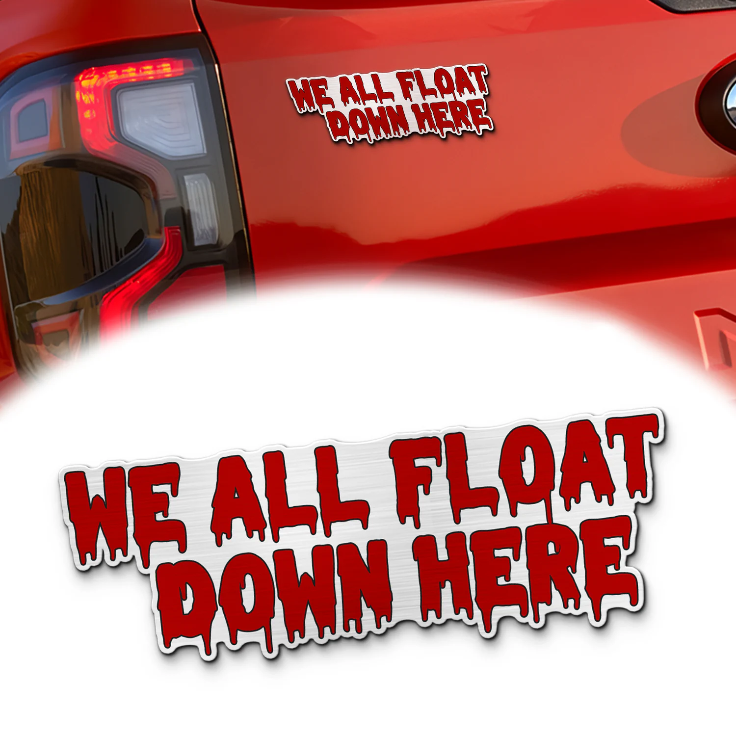 Pennywise Iconic Quote Laser Engraved Car Emblem, Custom Personalized Horror Movie Car Badge, Fits Most Vehicles