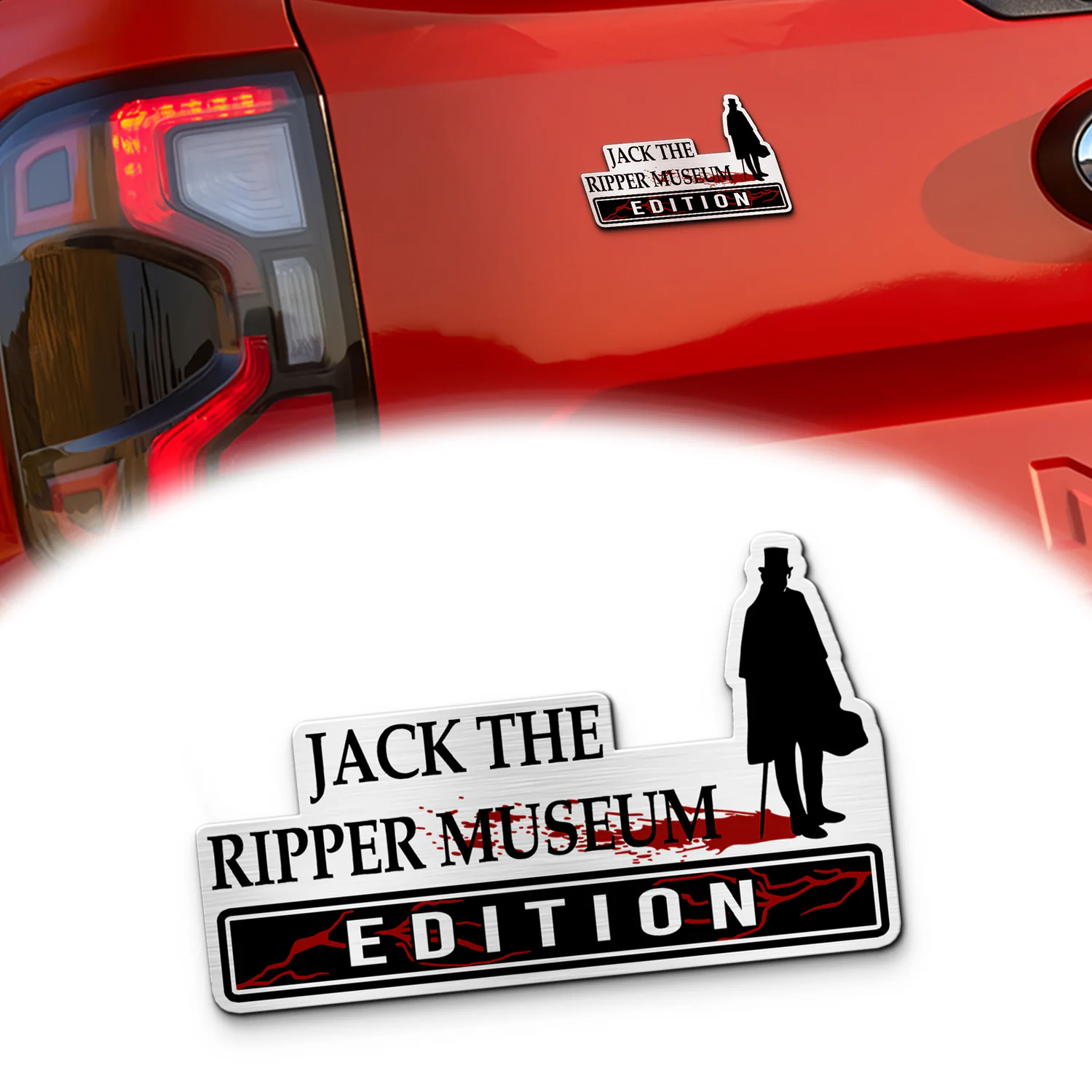 Jack the Ripper Museum Laser Engraved Car Emblem, Custom Personalized Vintage Car Badge, Fits Most Vehicles