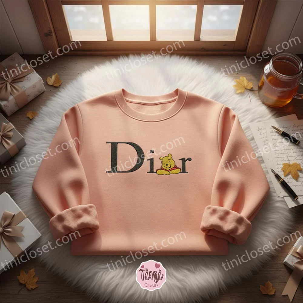 Winnie the Pooh Dior Inspired Embroidered Sweatshirt | Disney Crewneck & Fashion Shirt