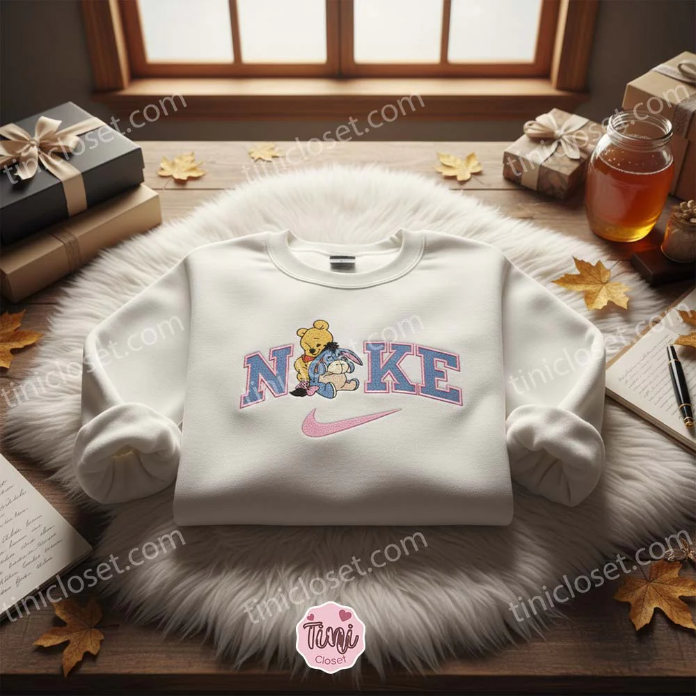 Vintage Winnie The Pooh And Eeyore Embroidered Sweatshirt, Cute Best Friends Gift