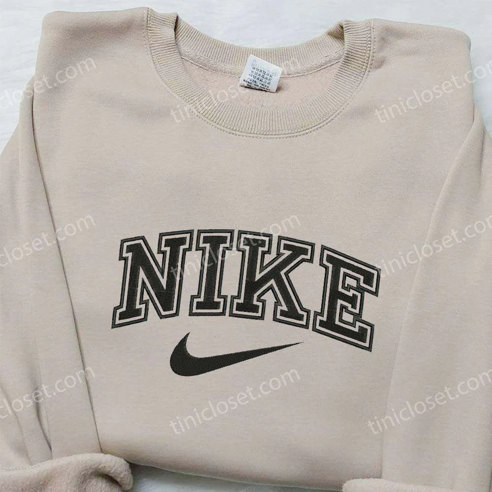 Vintage Style 90s Nike Spellout Embroidered Shirt, Custom Nike Embroidered Shirt, Best Gifts for Family