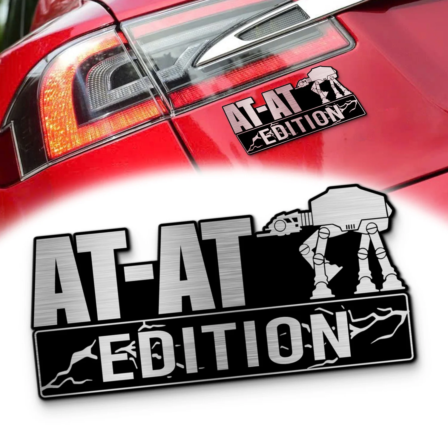 AT-AT Edition Laser-Engraved Car Badge, 3D Metal Auto Emblem Decal for Car Truck SUV