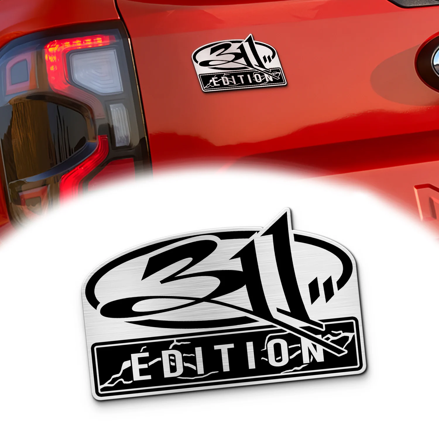 311 Edition Car Emblem, Brushed Metal Badge for Car Rear, Silver