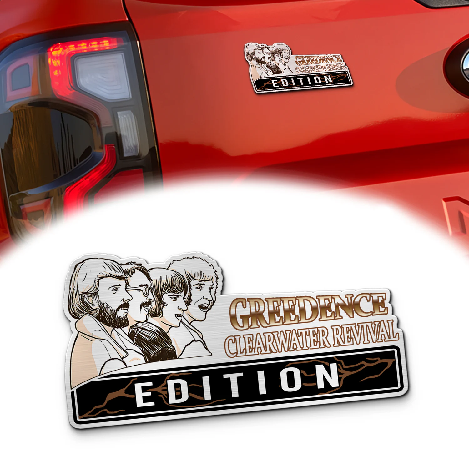 Creedence Clearwater Revival Edition Car Emblem, Brushed Metal Badge for Car Rear, Silver