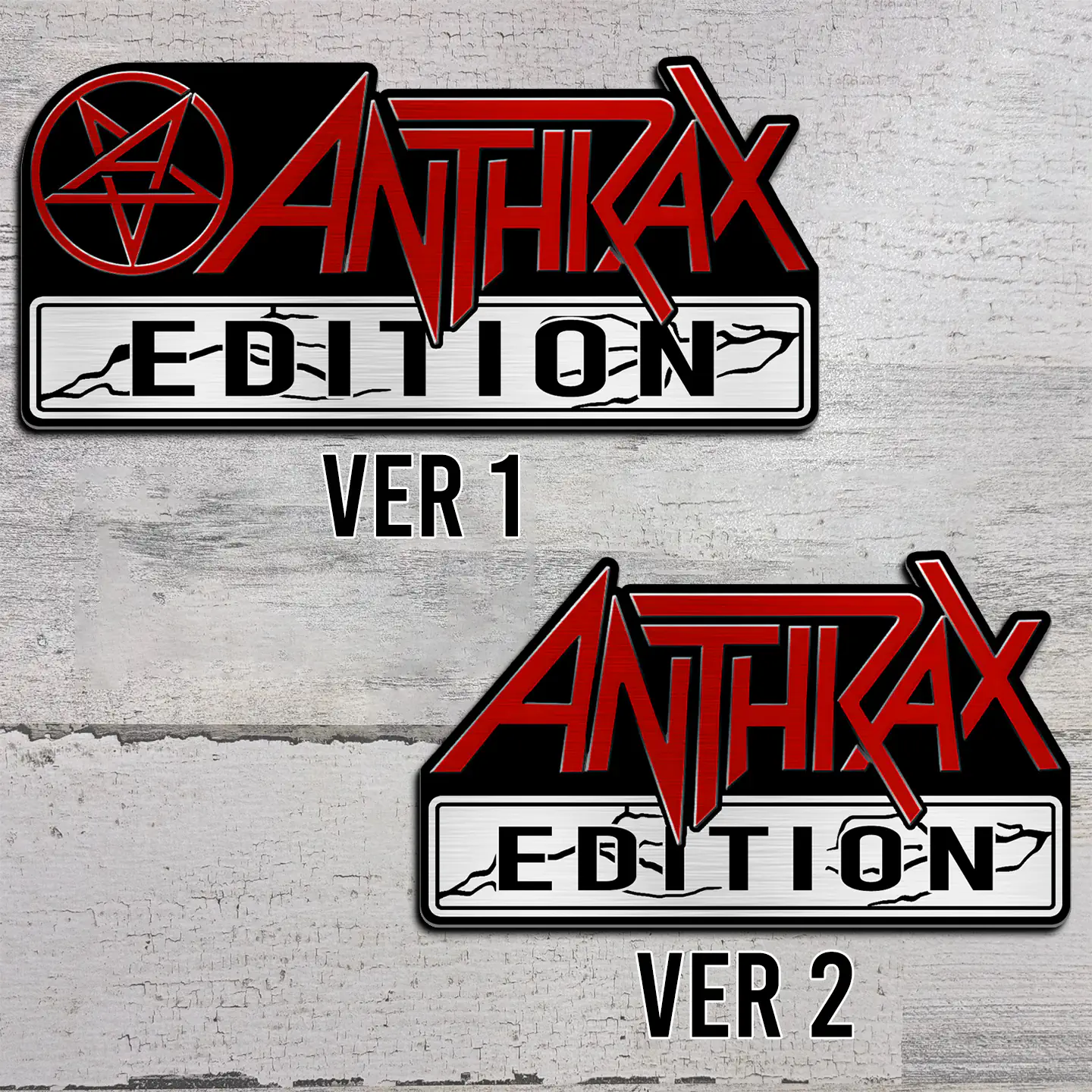 Anthrax Edition Car Emblem, Brushed Metal Badge for Car Rear, Silver