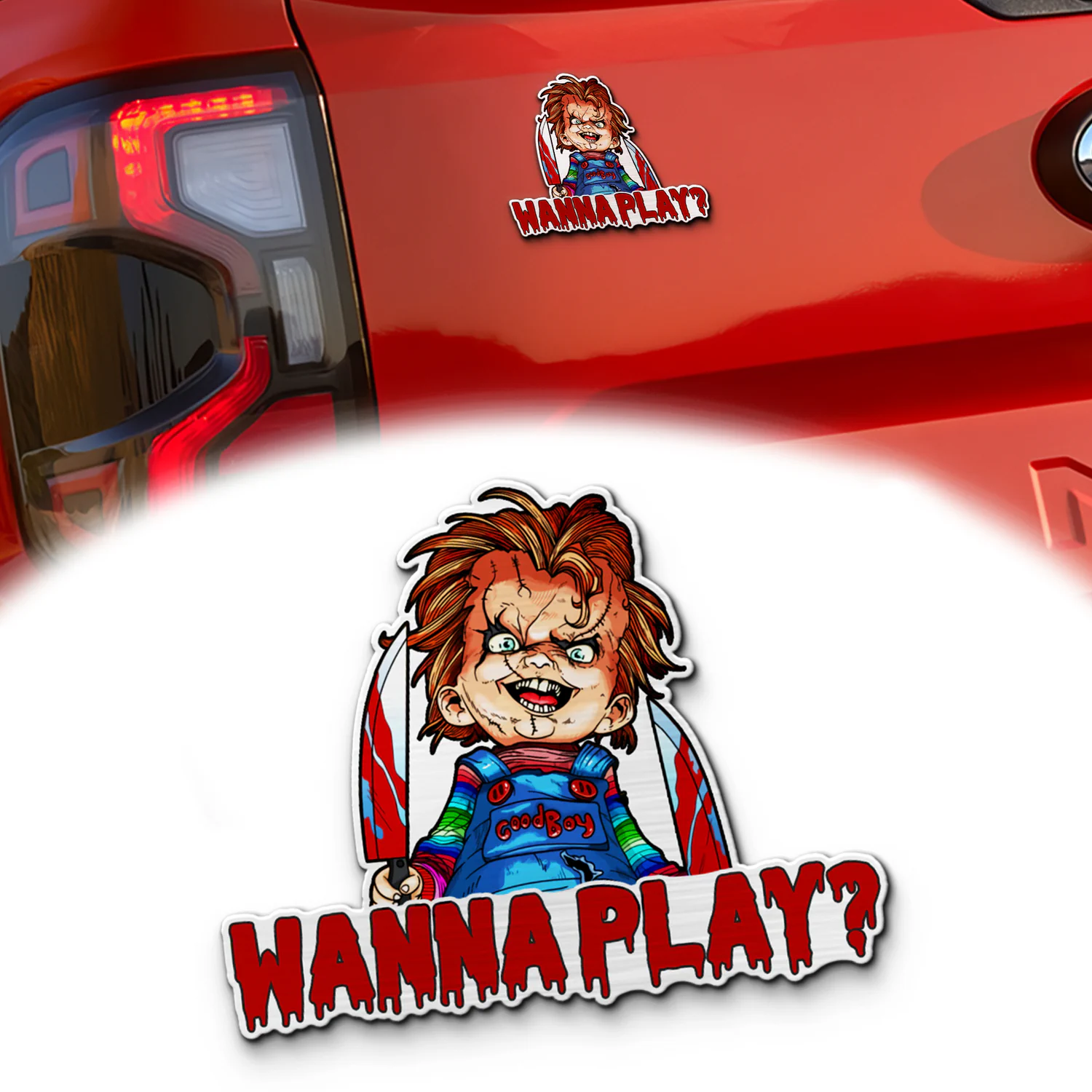 Chucky Signature Quote Laser Engraved Car Emblem, Custom Personalized Horror Movie Car Badge, Fits Most Vehicles