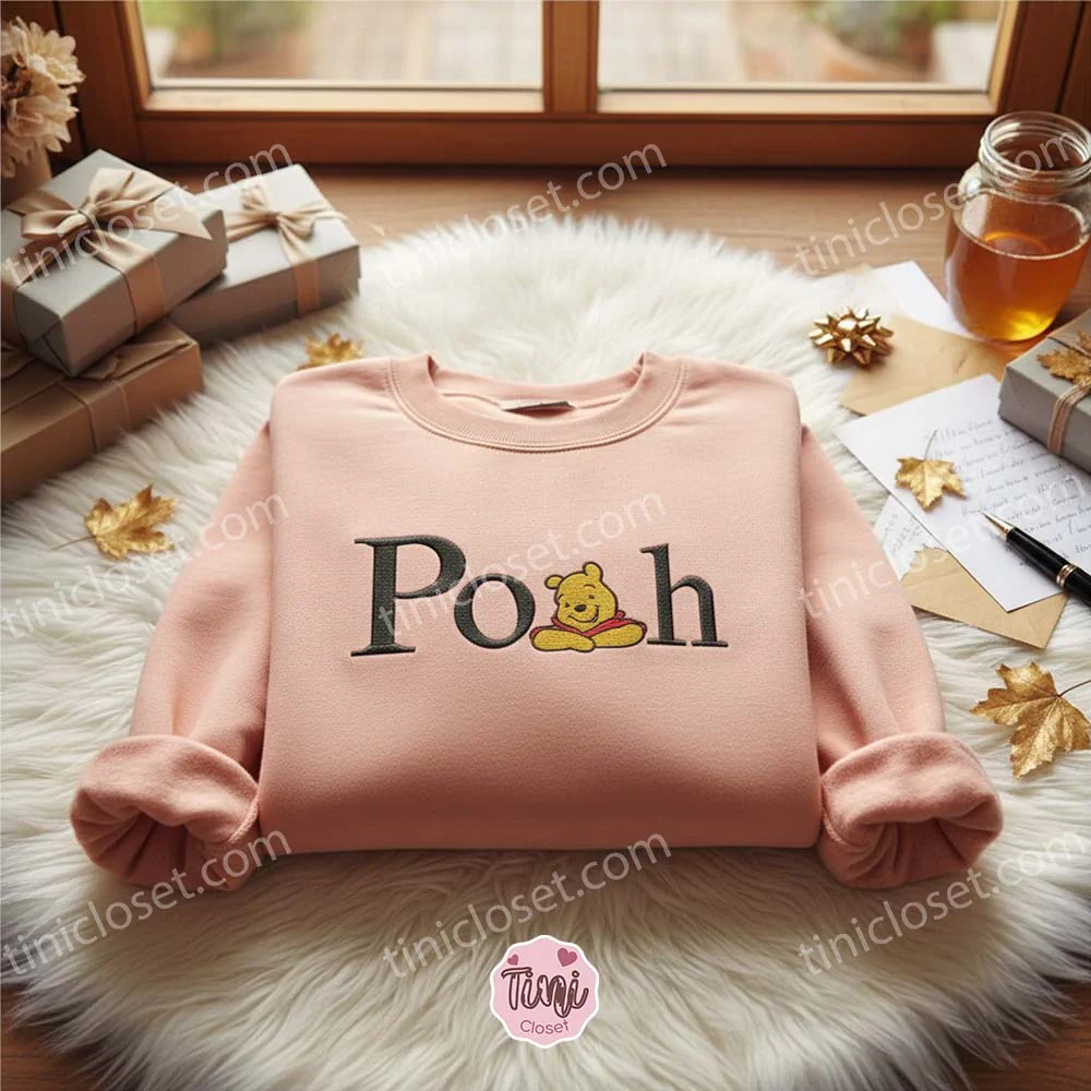 Winnie the Pooh Embroidered Sweatshirt | Disney Cartoon Crewneck & Best Gifts for Families