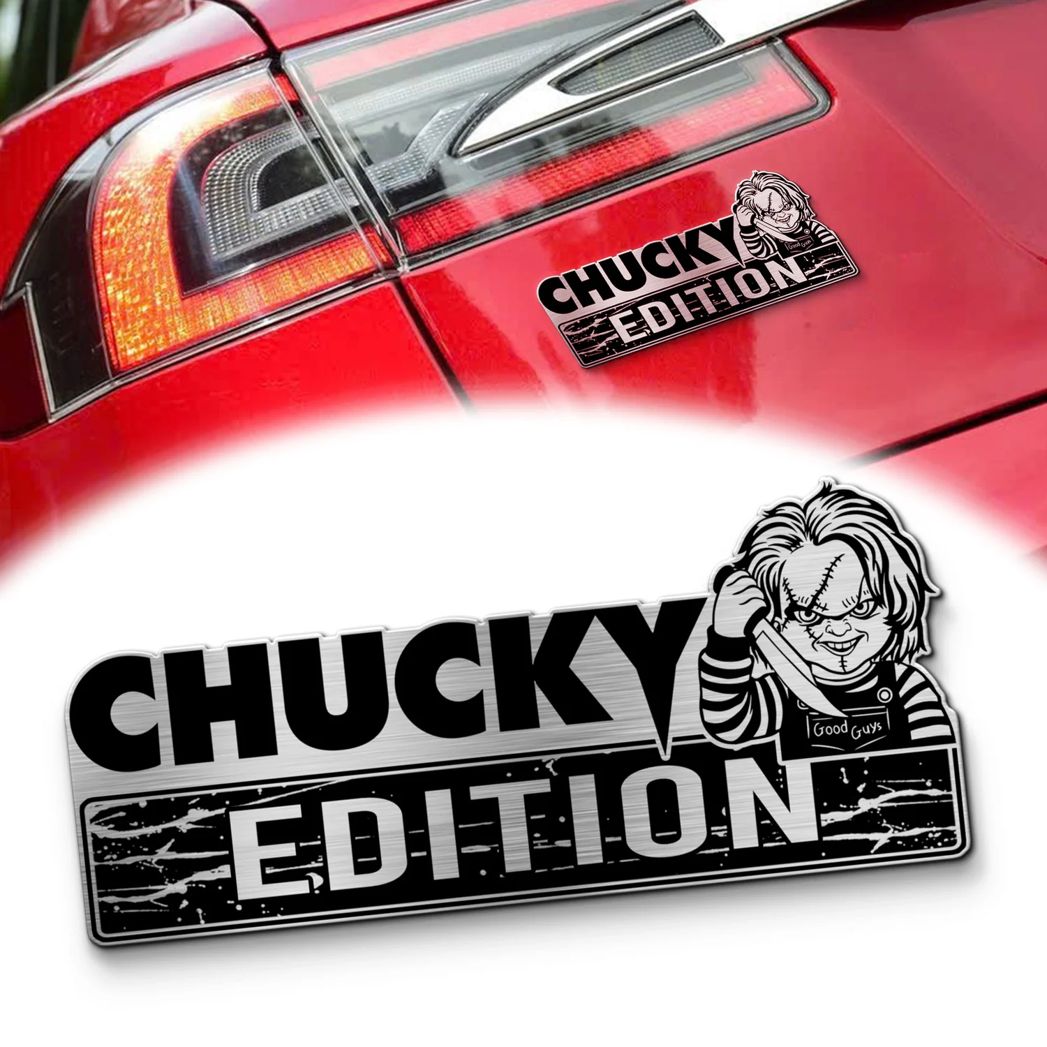 Chucky Laser Engraved Car Name Emblem, Custom Personalized Horror Movie Car Badge, Fits Most Vehicles
