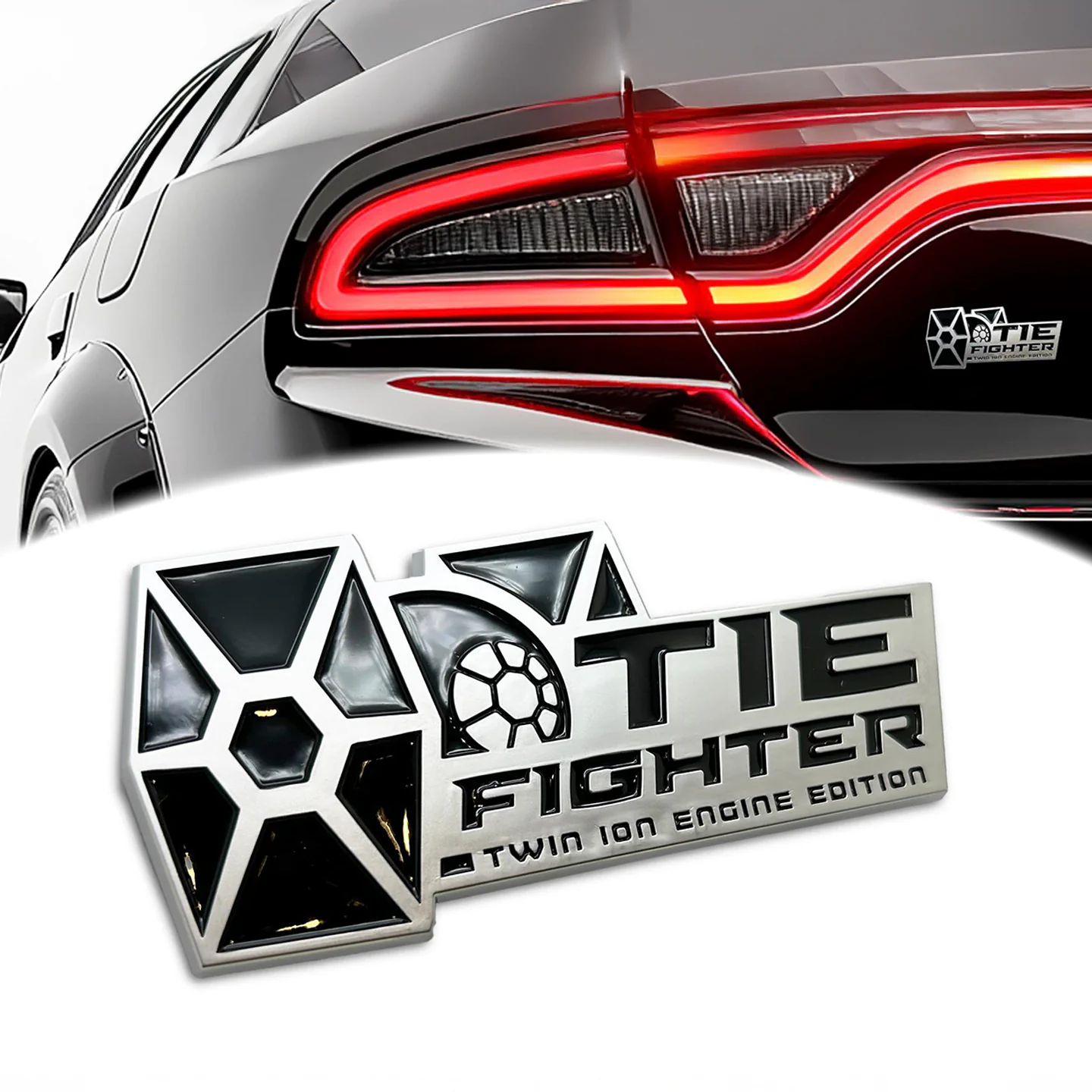 TIE Fighter Twin Ion Engine Edition Car Emblem, 3D Metal Badge Decal for Car Truck SUV
