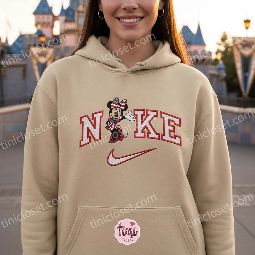 Vintage Minnie USA Embroidered Crewneck, USA Flag Disney Shirt, 4th of July Gift