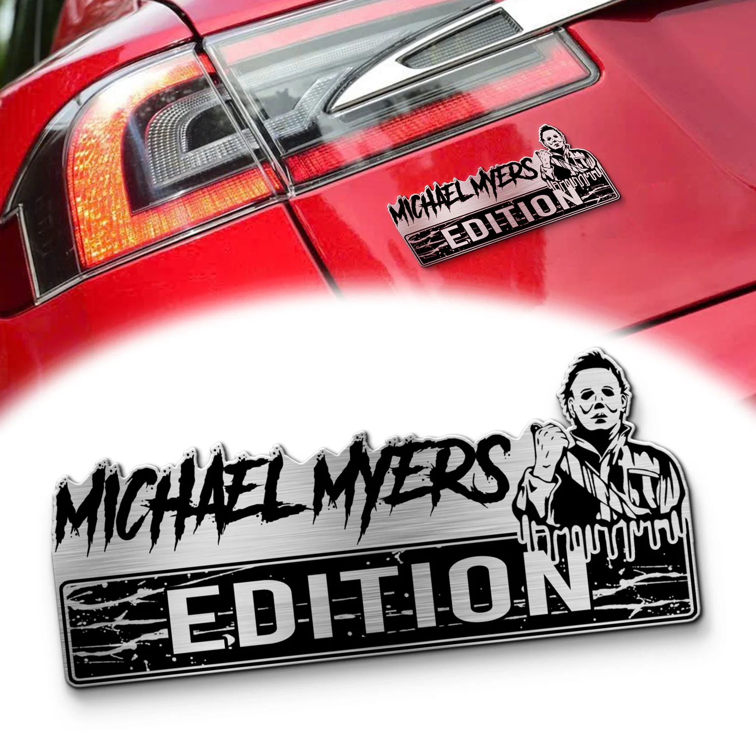 Michael Myers Laser Engraved Car Name Emblem, Custom Personalized Horror Movie Car Badge, Fits Most Vehicles