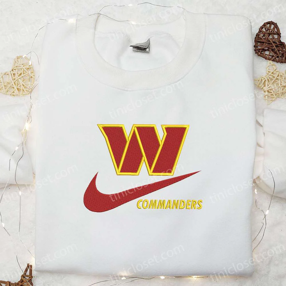 Washington Commanders x Nike Swoosh Embroidered Shirt, NFL Sports Embroidered Hoodie, Best Gift Idea