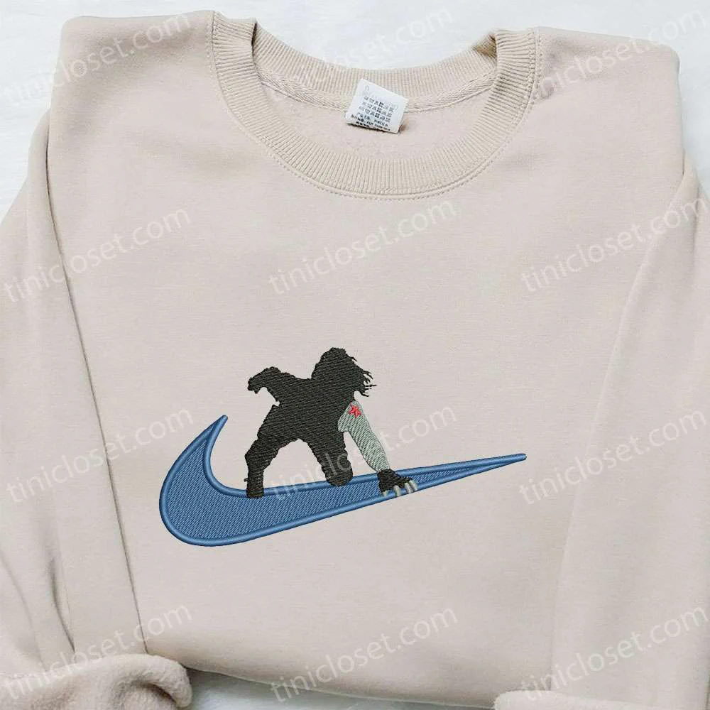 Winter Soldier x Swoosh Movie Embroidered Shirt, Nike Inspired Embroidered Hoodie, Best Gift Ideas for Family