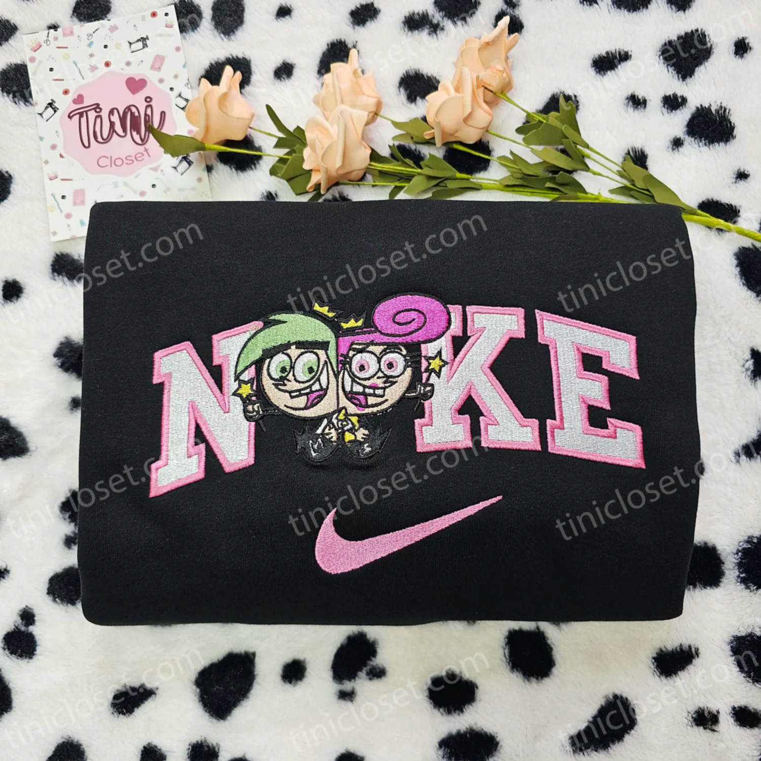 Wanda And Cosmo The Fairly OddParents Cartoon Embroidered Shirt