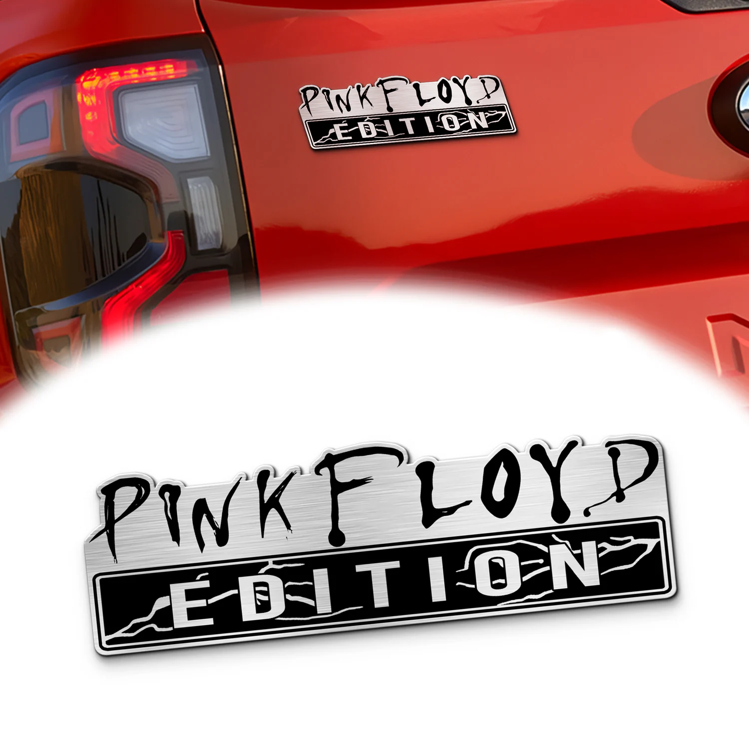 Pink Floyd Edition Car Emblem, Brushed Metal Badge for Car Rear, Silver