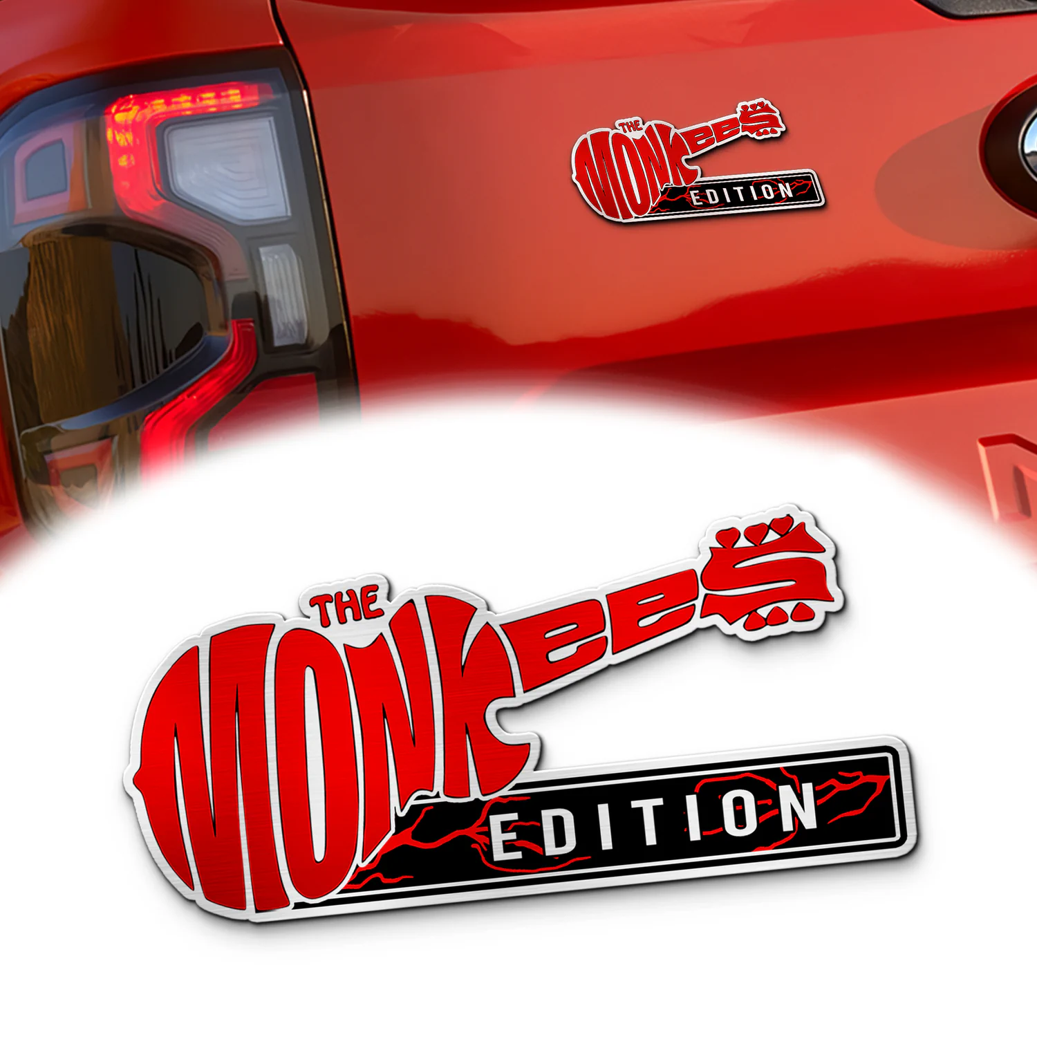The Monkees Edition Car Emblem, Brushed Metal Badge for Car Rear, Silver