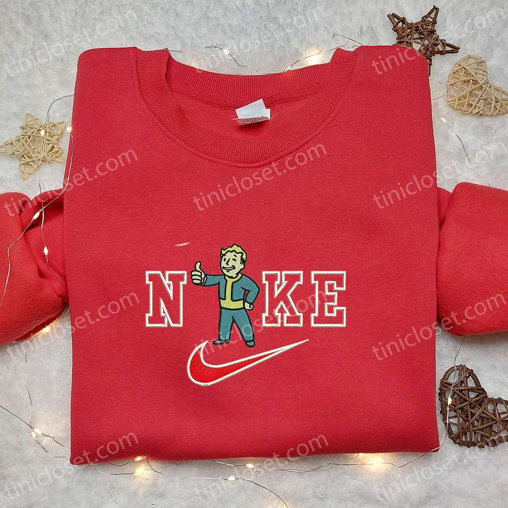 Vault Boy x Nike Embroidered Shirt, Fallout Cartoon Embroidered Hoodie, Best Gift Ideas