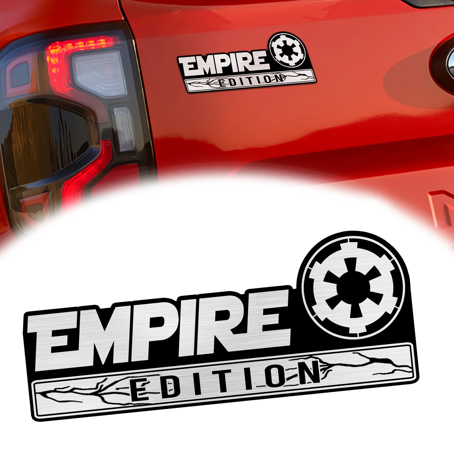 Empire Edition Car Emblem, 3D Metal Auto Badge Decal for Car Truck SUV, Silver Black