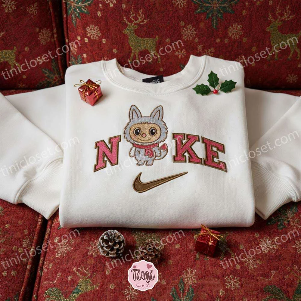 Winter Labubu Embroidered Shirt, Cartoon Embroidered Hoodie, Best Christmas Gift