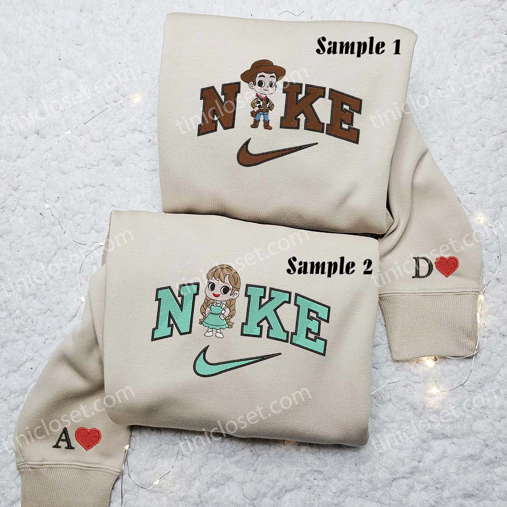 Woody and Bo Peep Embroidered Shirts, Disney Characters Embroidered Sweatshirts, Couple Embroidered Hoodies