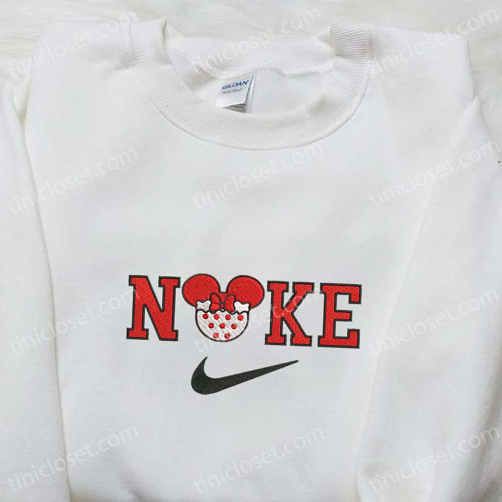 Vintage Santa Minnie Mouse Reindeer Cartoon x Nike Christmas Embroidered Sweatshirt, Disney Characters Movie Merry Christmas Embroidered Shirt, Best Christmas Day Gift Ideas