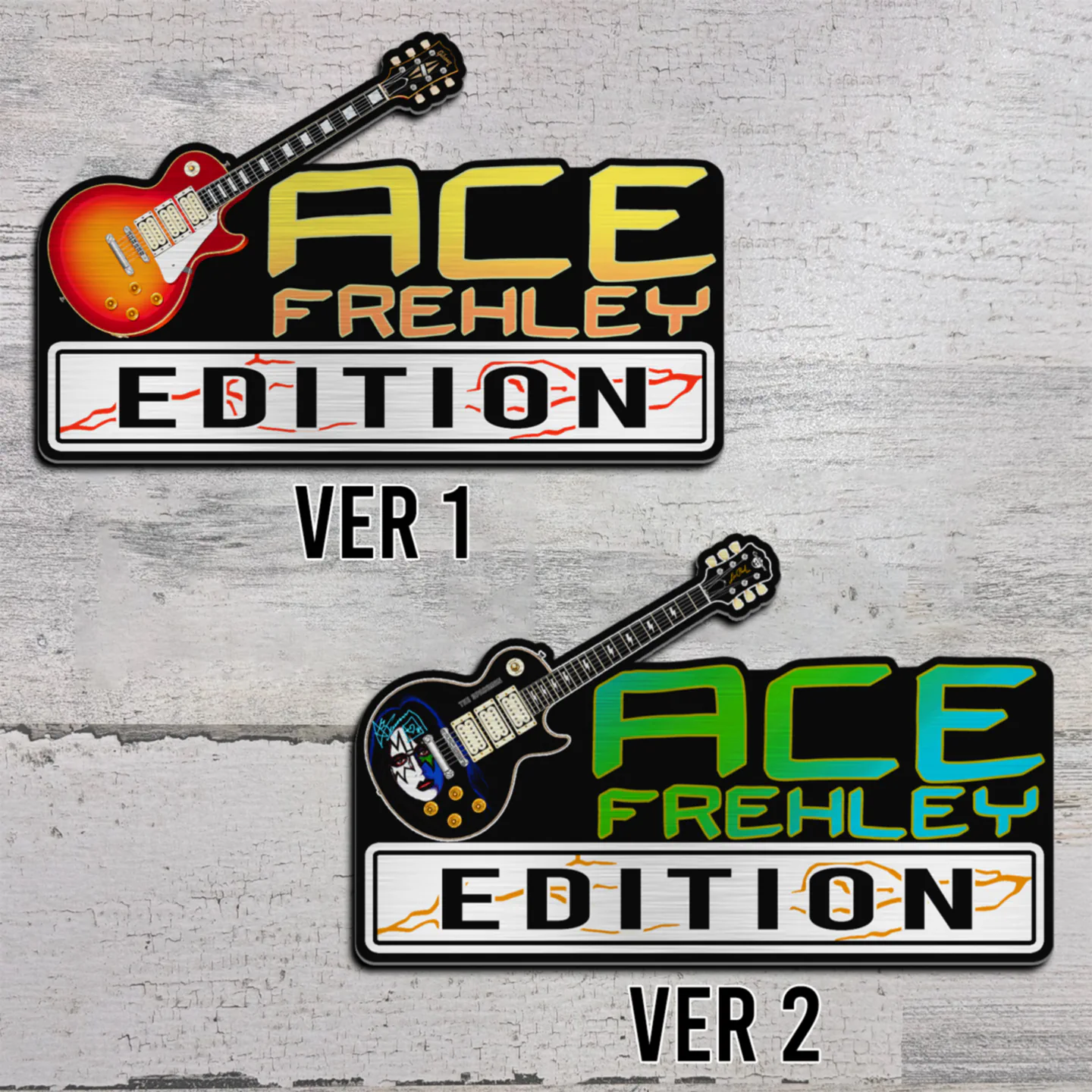 Ace Frehley Edition Car Emblem, Brushed Metal Badge for Car Rear, Silver