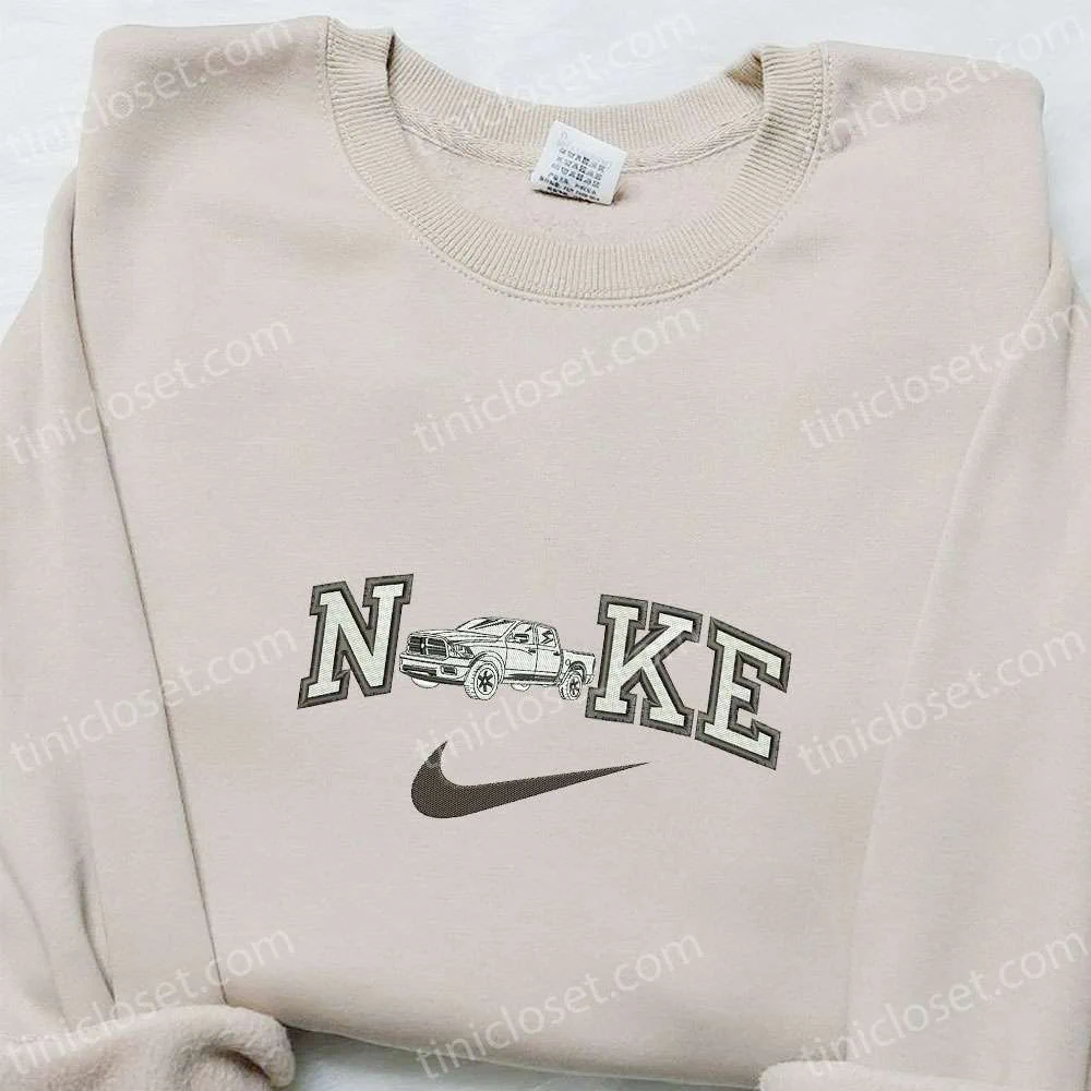 White Car x Nike Embroidered Shirt, Transportations Embroidered Shirt, Nike Inspired Embroidered Hoodie