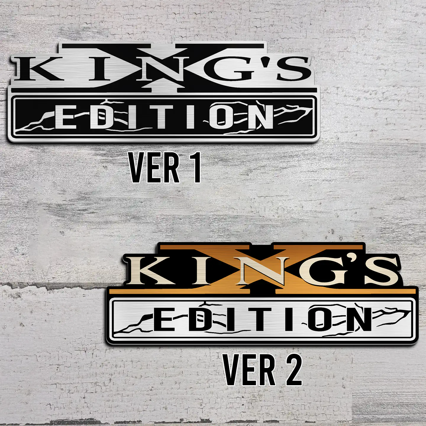 King's X Edition Car Emblem, Brushed Metal Badge for Car Rear, Silver