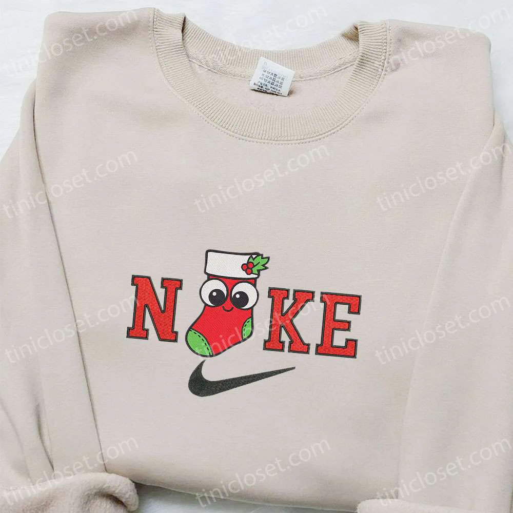 Xmas Stocking Embroidered Sweatshirt, Christmas Embroidered Shirt, Best Holiday Gift Ideas