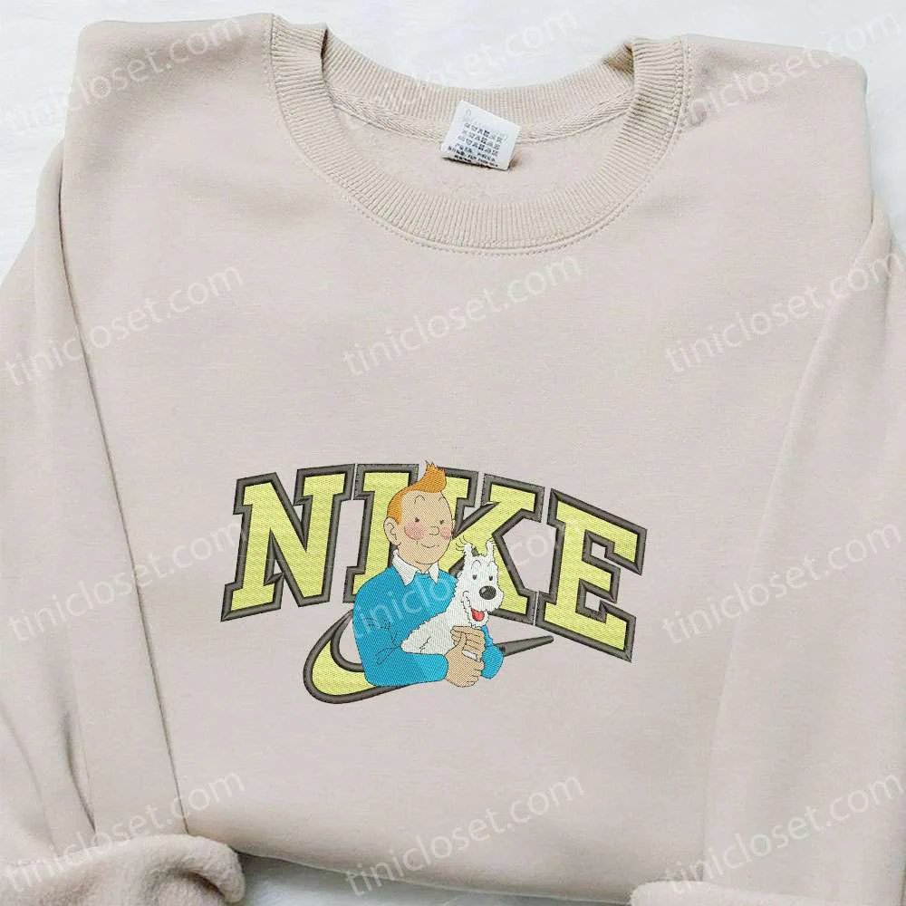 Tintin And Snowy Cartoon Embroidered Shirt