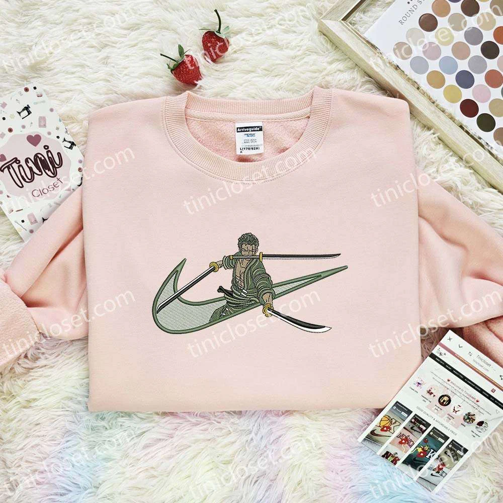 Zoro Embroidered Shirt, One Piece Anime Embroidered Hoodie