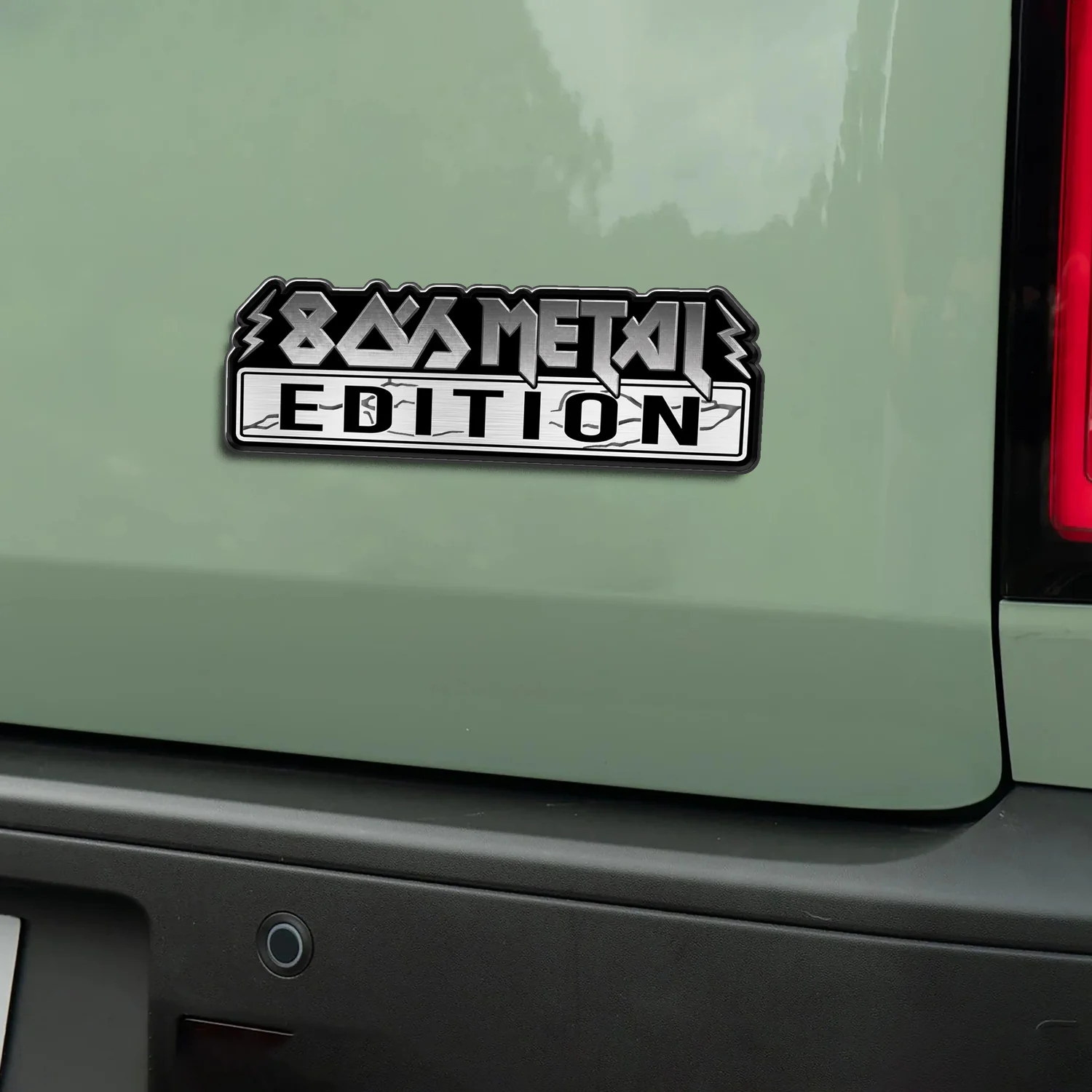 80s Metal Edition Car Emblem, Brushed Metal Badge for Car Rear, Silver