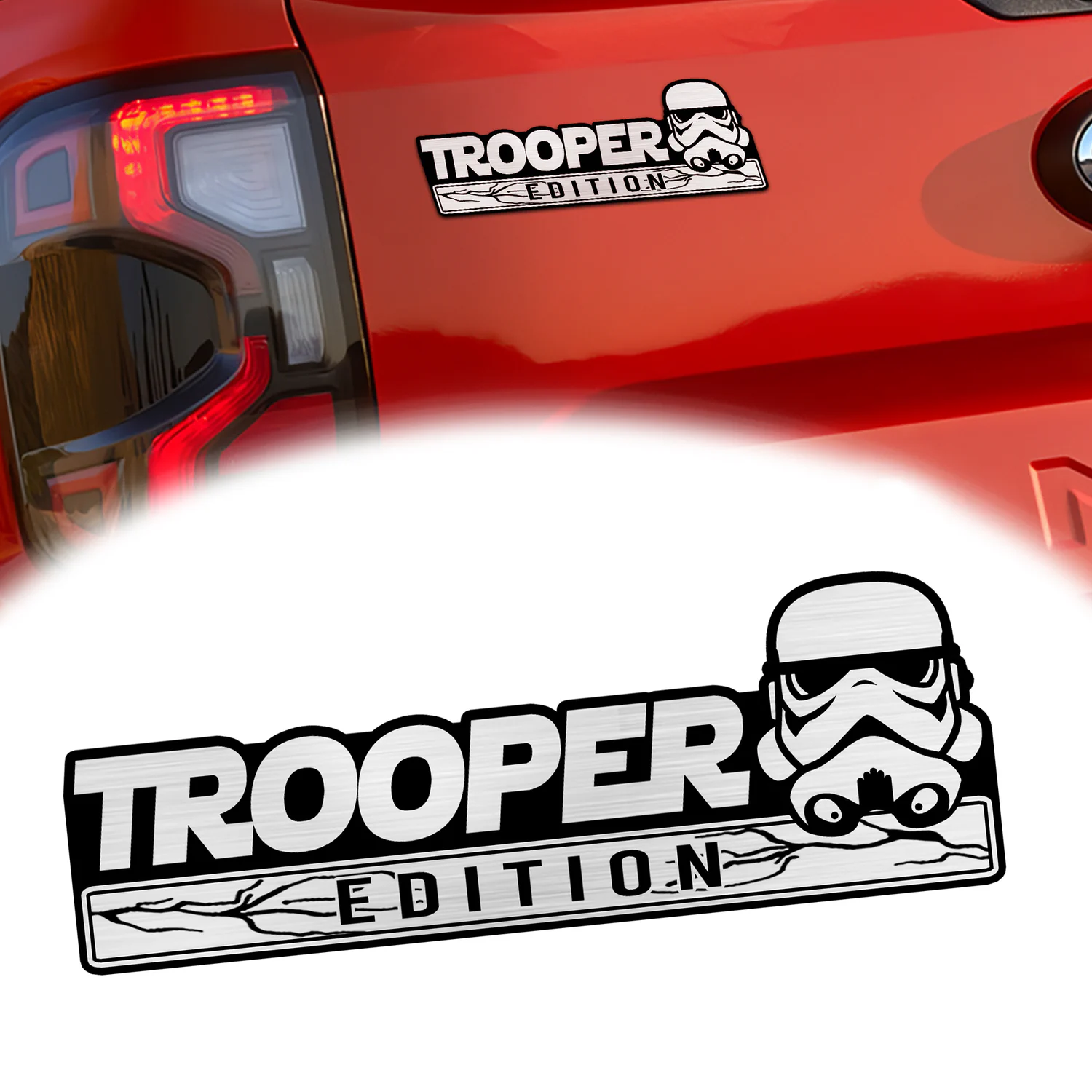 Trooper Edition Car Emblem, 3D Metal Auto Badge Decal for Car Truck SUV, Silver Black