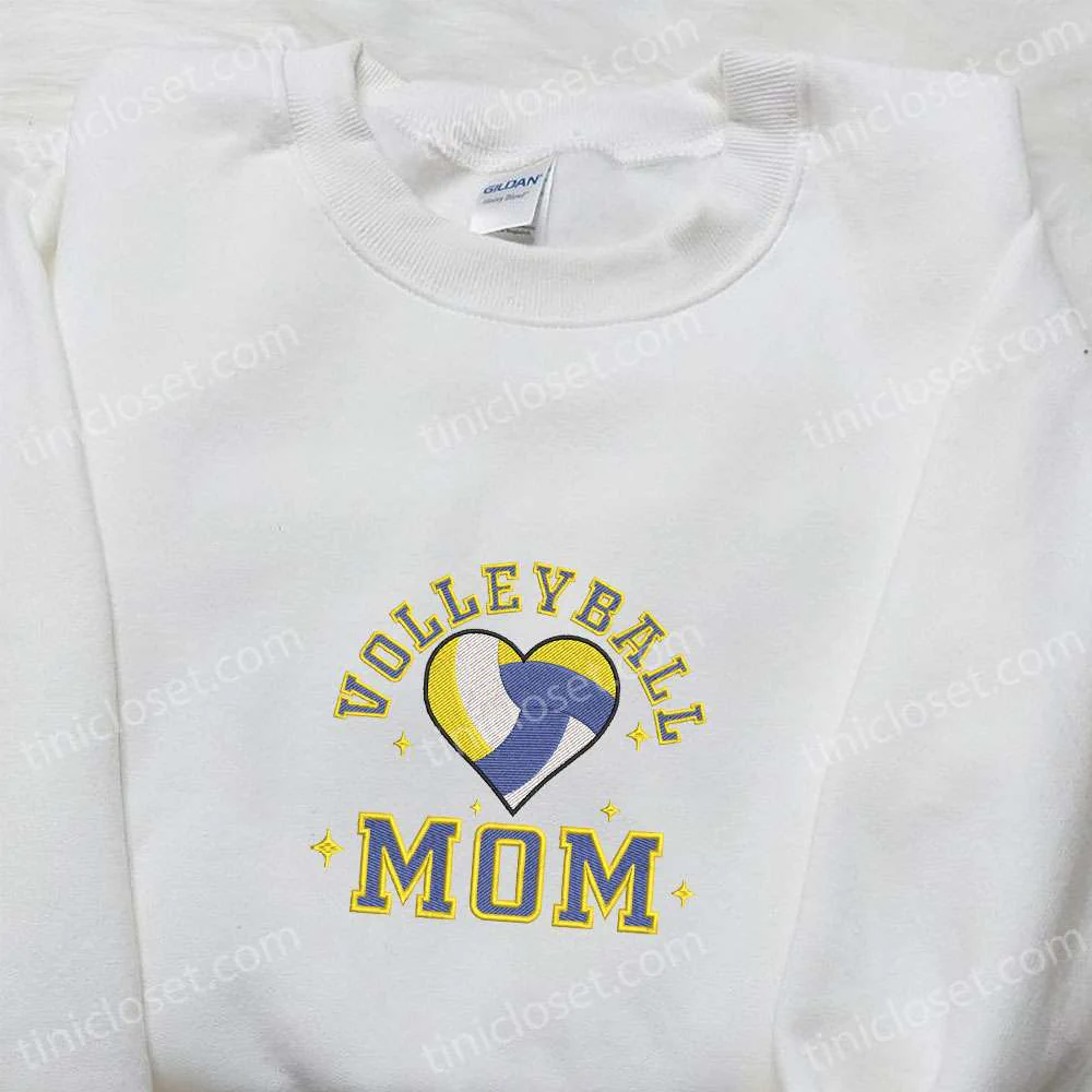 Volleyball Mom Embroidered Shirt, Sports Embroidered Shirt, Best Mother’s Day Gift Ideas