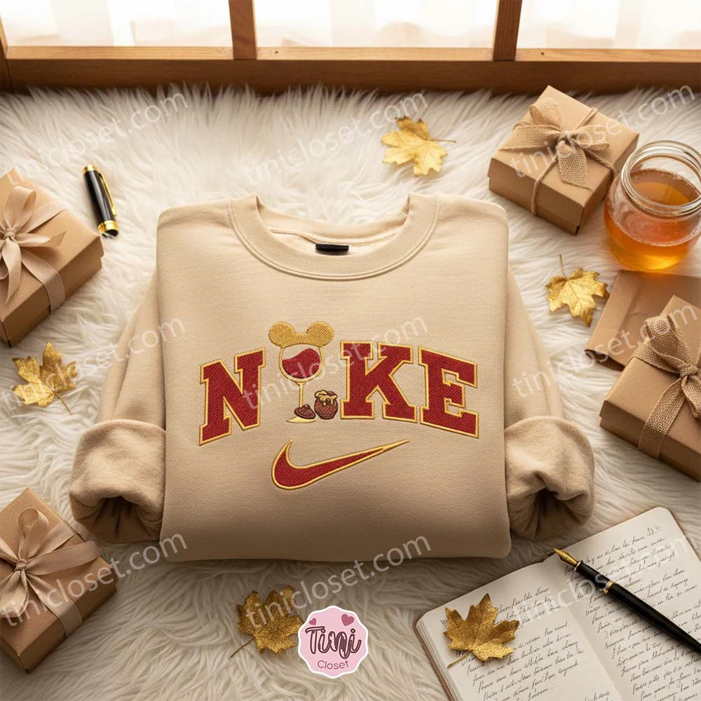 Winnie the Pooh Honey Drip Embroidered Sweatshirt, Cute Cozy Gifts for Girlfriend