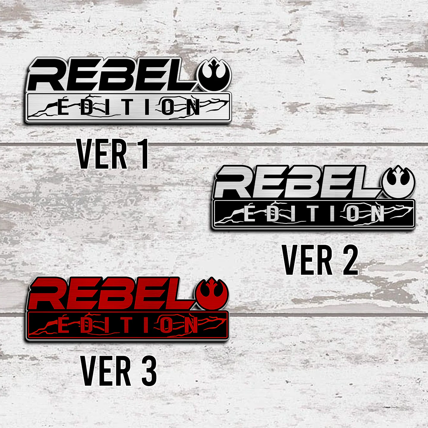Rebel Edition Car Emblem, 3D Metal Auto Badge Decal for Car Truck SUV, Silver Black