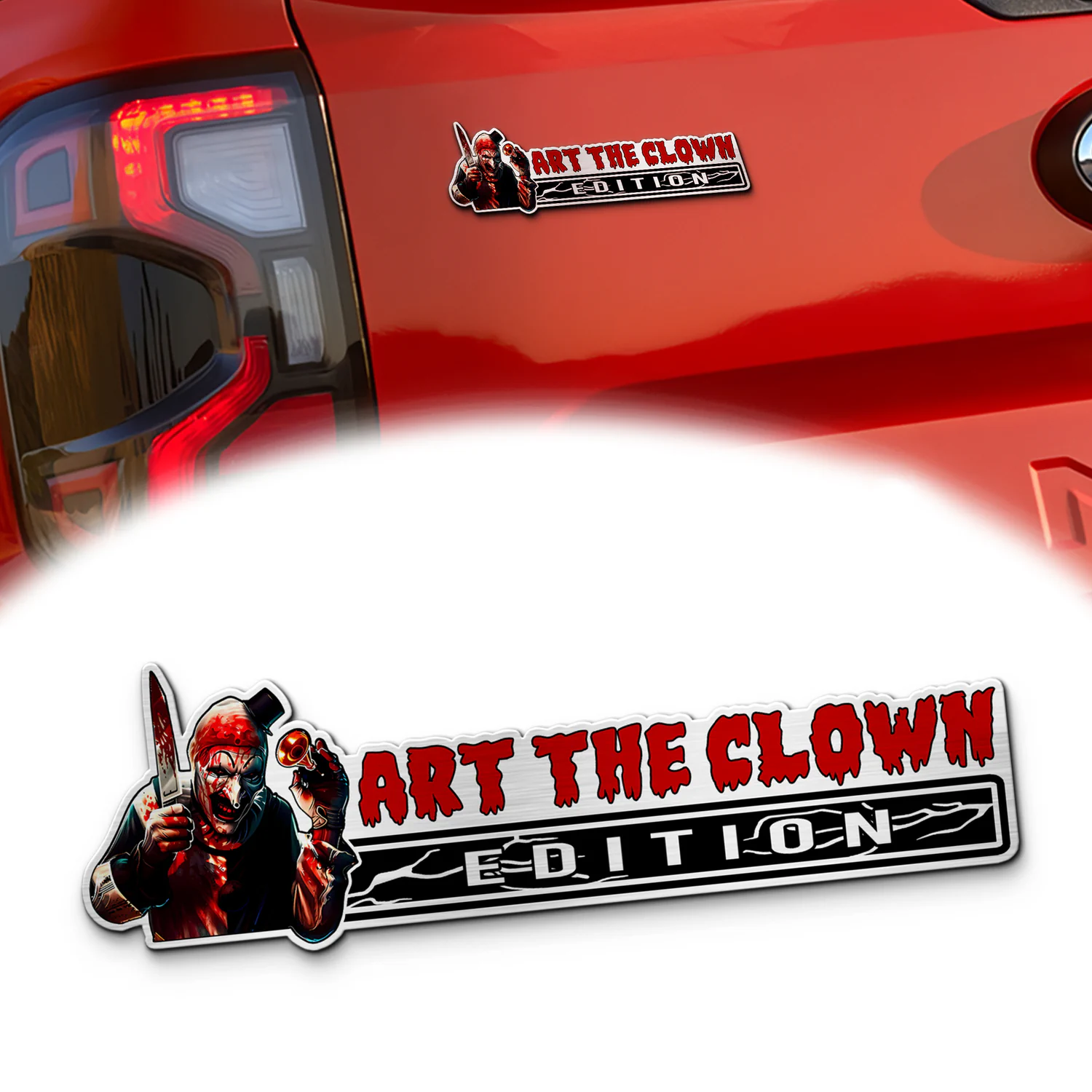 Art the Clown Laser Engraved Car Name Emblem, Custom Personalized Horror Movie Car Badge, Fits Most Vehicles