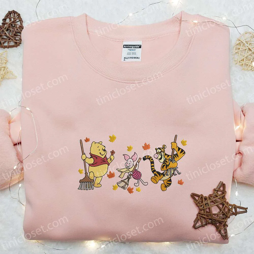 Winnie The Pooh Team Autumn Fall Disney Characters Embroidered Shirt