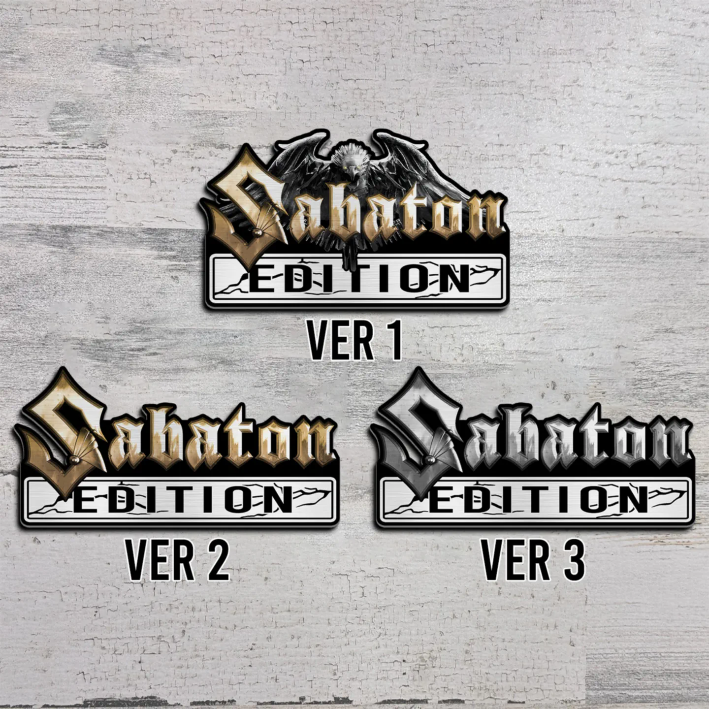 Sabaton Edition Car Emblem, Brushed Metal Badge for Car Rear, Silver