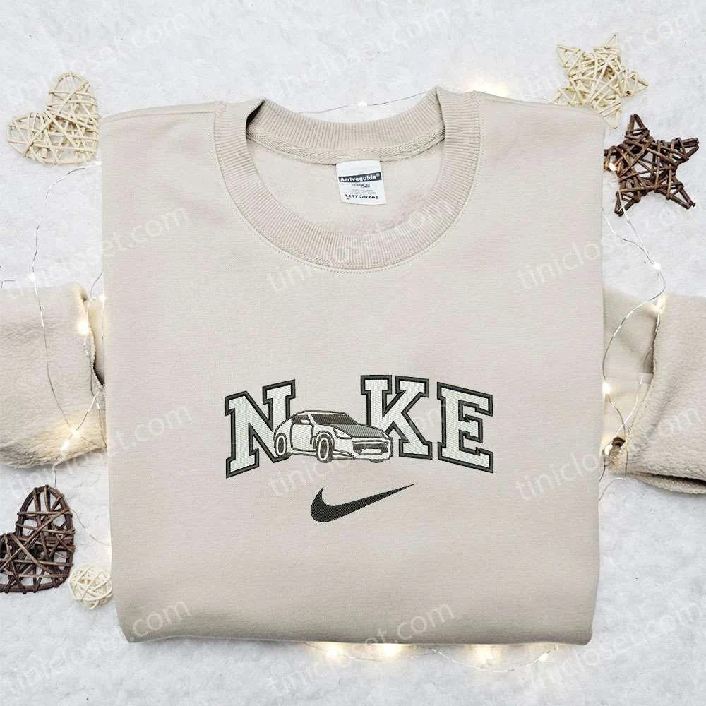 White Car x Nike Embroidered Shirt, Transportations Embroidered Hoodie, Nike Inspired Gift Idea