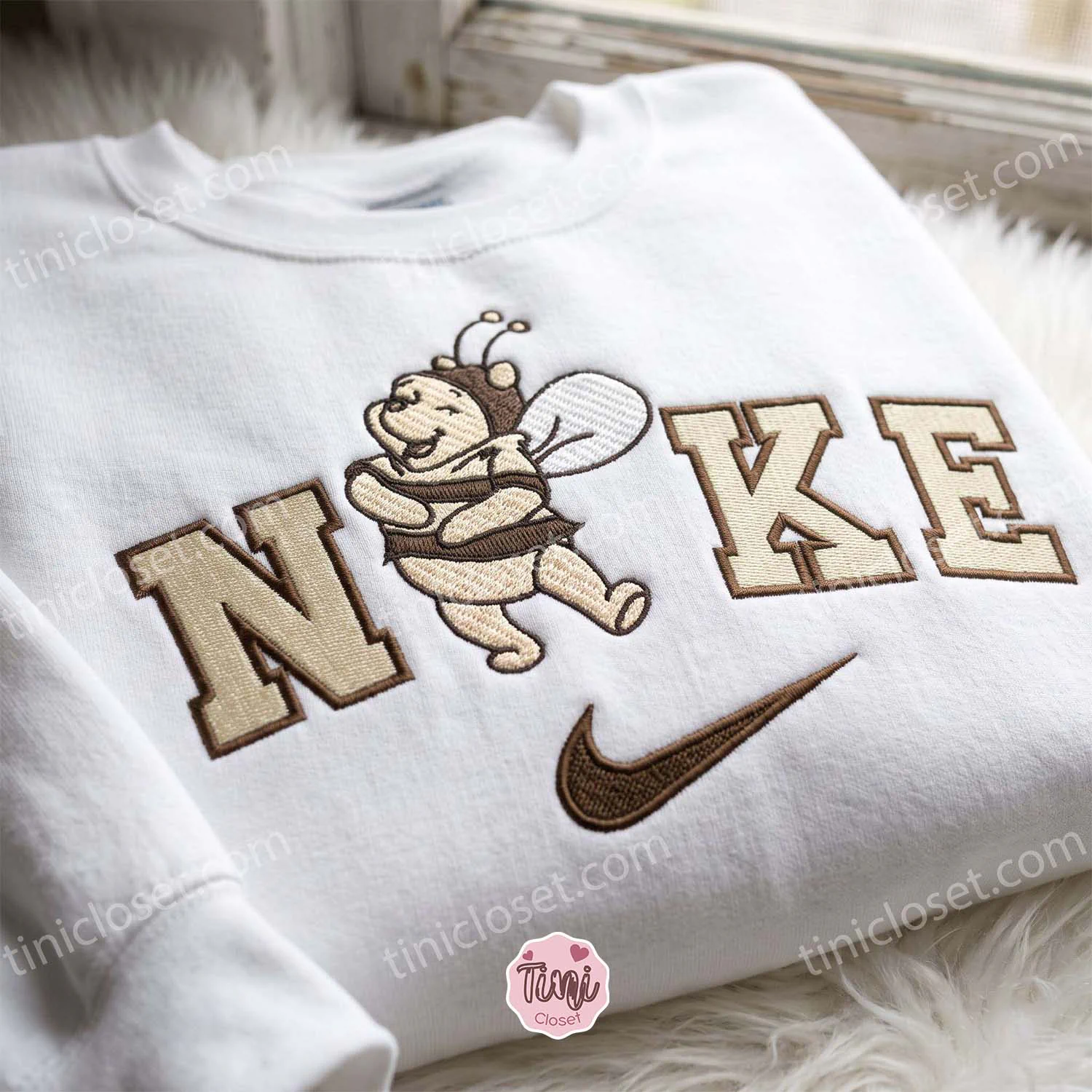 Winnie Pooh Honey Bear Embroidered Sweatshirt, Long Distance Relationship Gift, Sending A Hug Gift, Miss You Gift For HimHer