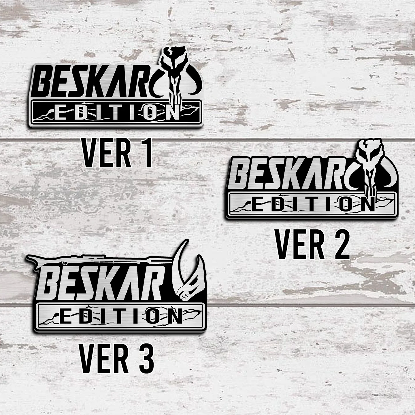Beskar Edition Car Emblem, 3D Metal Auto Badge Decal for Car Truck SUV, Silver Black