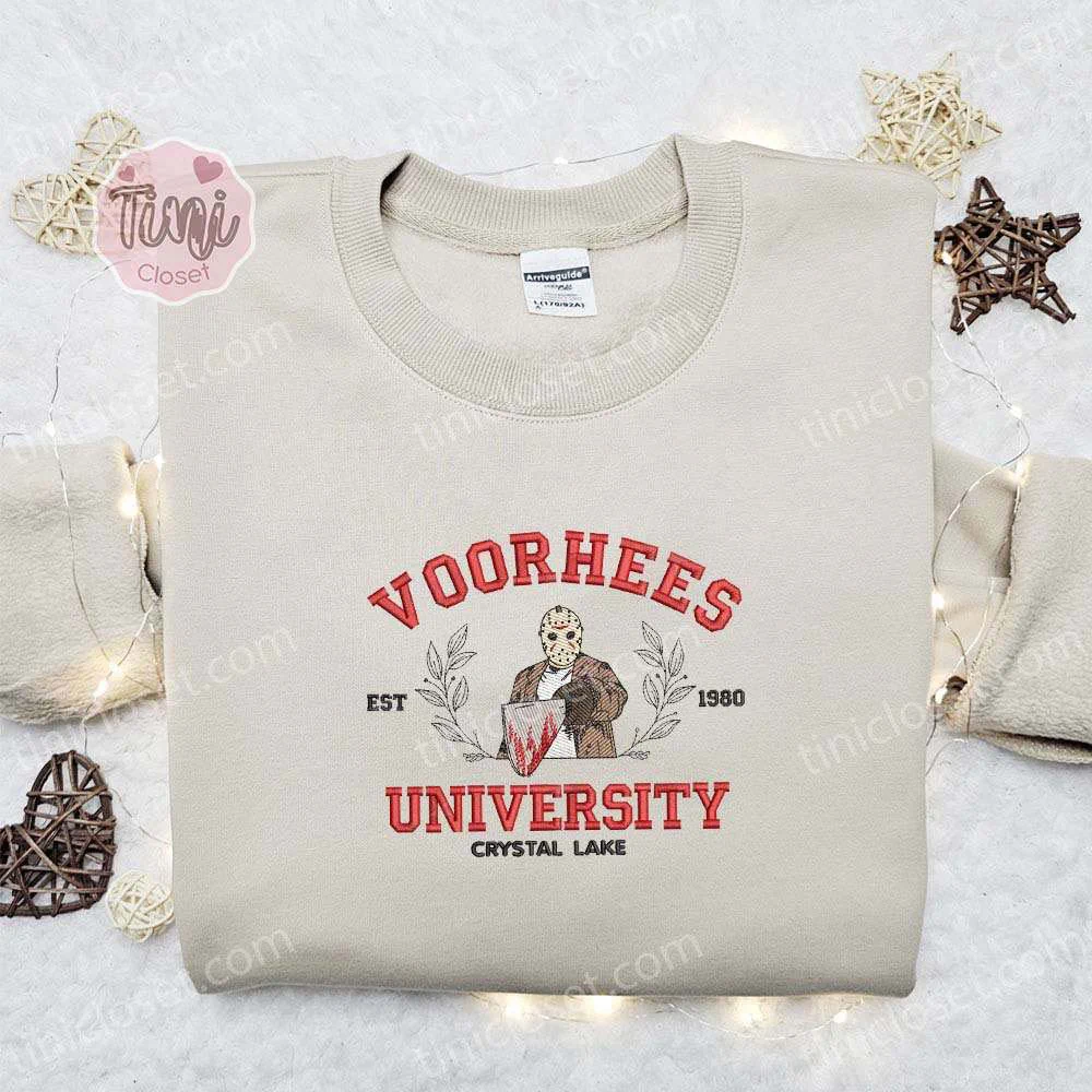 Voorhees University Crystal Lake Horror Halloween Embroidered Shirt