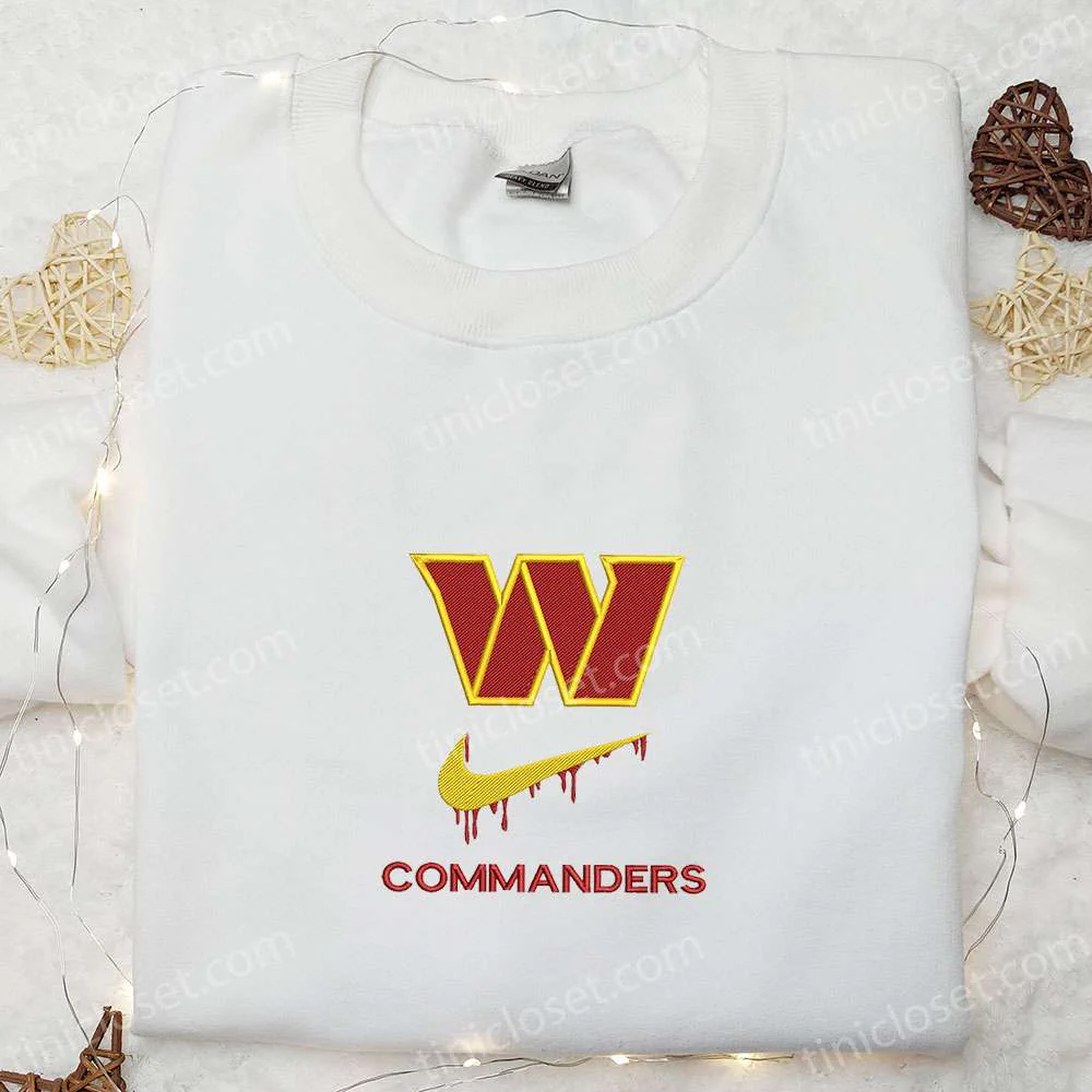 Washington Commanders x Nike Swoosh Drip Embroidered Shirt, NFL Sports Embroidered Hoodie, Best Gift Idea