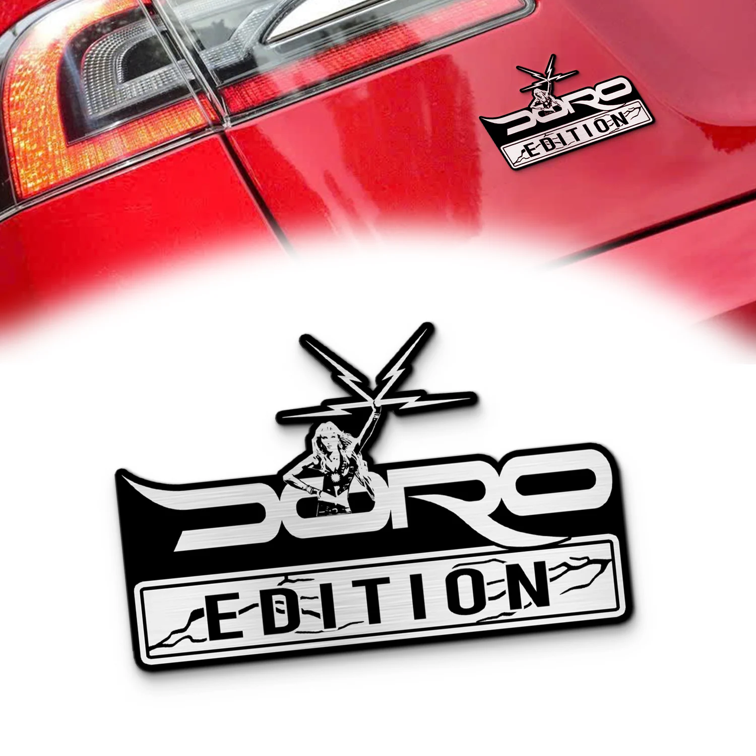 Doro Pesch Metal Queen Edition Car Emblem, Brushed Metal Badge for Car Rear, Silver