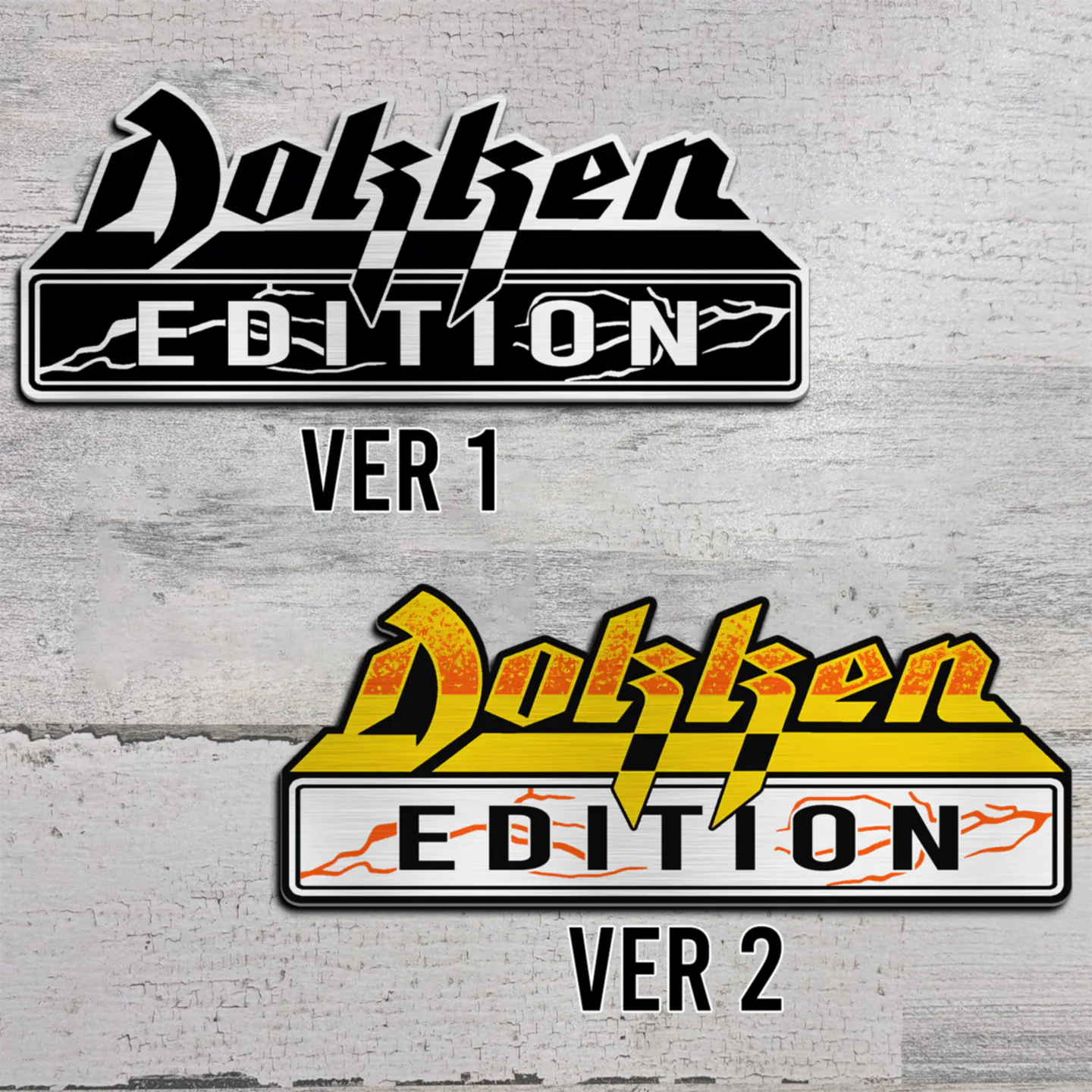 Dokken Edition Car Emblem, Brushed Metal Badge for Car Rear, Silver